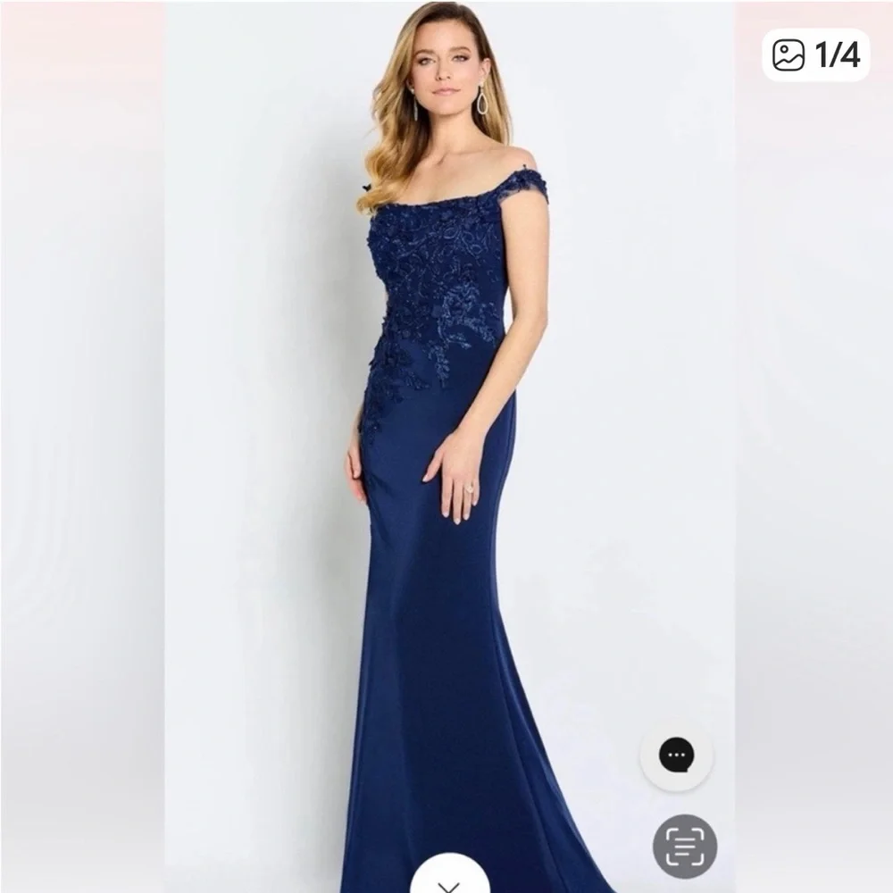 CAMERON BLAKE WILLOW GOWN IN NAVY. FORMAL, BRIDESMAID OR MOTHER OF BRIDE - Picture 1 of 4